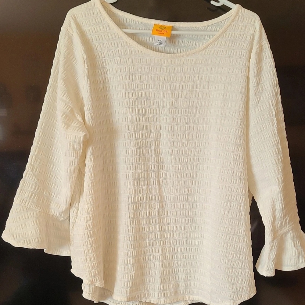 Ruby Rd. Off-White Textured Blouse - image 1